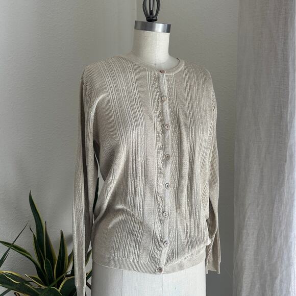 Talbots Women's Small Cardigan Sweater Gold Sparkle Knit - Picture 1 of 4